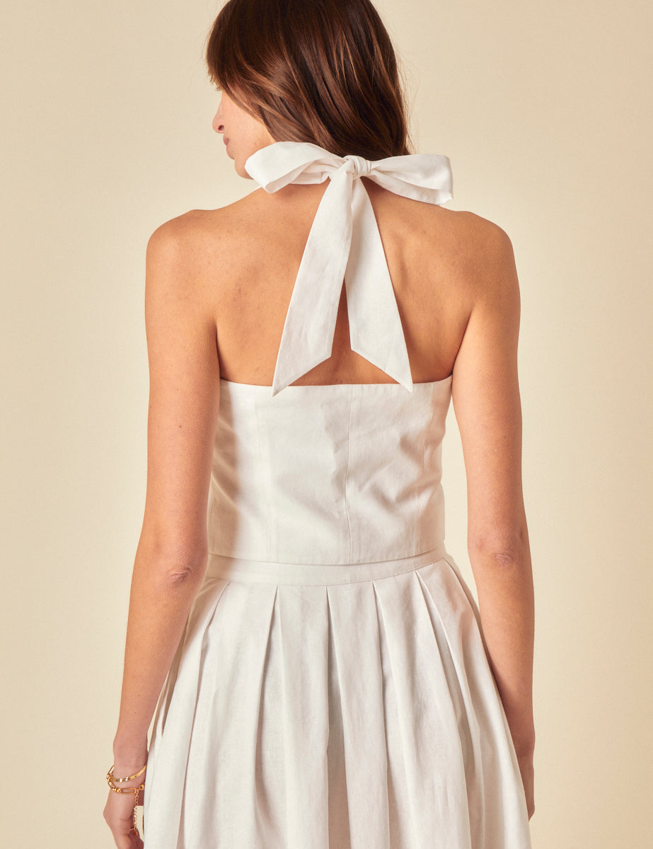 Secondary image of White Linen-blend Halter Neck Waistcoat